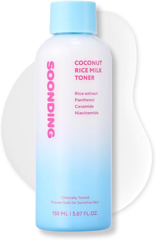 Coconut Rice Milk Toner | Calming Hydration, Smooth Skin Texture and Strengthen Skin Barrier with Rice, Panthenol, Ceramide, AHA | Fragrance-Free, Korean Skin Care (150ml/ 5.07 fl oz)