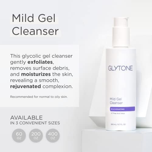 Glytone Mild Gel Cleanser - Exfoliating Face Wash for Normal to Combination Skin - With 4.7% Pure Glycolic Acid - Vegan & Fragrance-Free - 6.7 fl. oz.