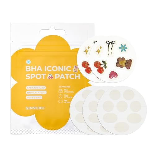 BHA Iconic Spot Patch - Hydrocolloid Patches with 5,000ppm Salicylic Acid - Day & Night Zit Patch for Targeted Sebum Care & Stylish Wear (36 EA)