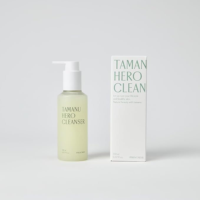 PINKWONDER Tamanu Hero Cleanser 5.07oz (150ml), Tamanu Oil and Salicylic Acid for Acne and Oily Skin, Daily Face Wash with Soothing and Moisturizing, Suitable for Sensitive Skin, Korean Skincare