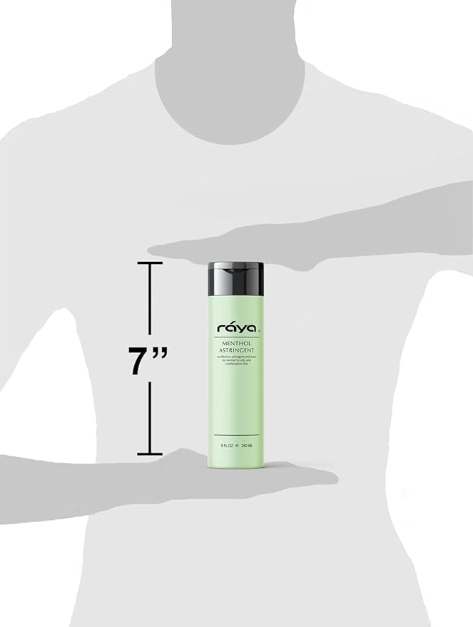 RAYA Menthol Astringent 6 oz (203) | Effective Facial Toner for Combination and Partially Oily Skin Prone to Break-Outs | Helps Refine, Tighten, and Protect pH Balance | Cools, Refreshes and Soothes