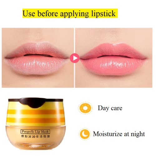 Krajiyya 2PCS Lip Balm Honey Pot,Propolis Moisturizing Honey Lip Mask Lip Balm,Hydrating & Prevention Dry and Cracked Lip Scrubs Exfoliator