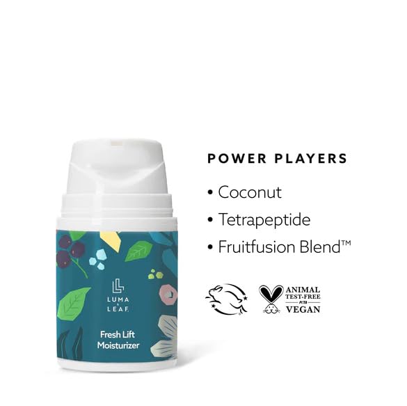 LUMA & LEAF Fresh Lift Facial Moisturizer, 1.7 FL Oz – Anti Aging Face Cream with Hyaluronic Acid & Tetrapeptide, Collagen Booster to Firm, Smooth Wrinkles & Hydrate Sensitive Skin