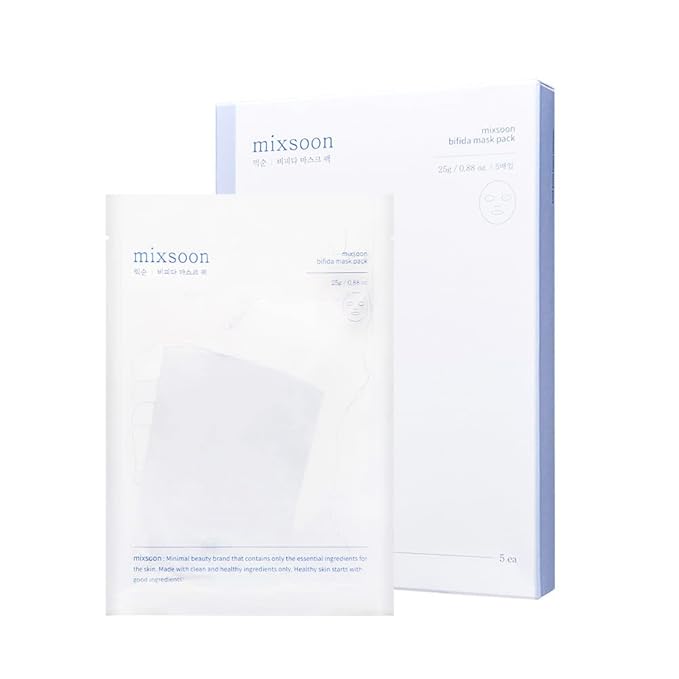 mixsoon Bifida Sheet Mask Pack Face Moisturizer Sheets Korean Glass Skin Care 1Pack (5ea)