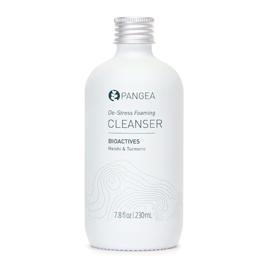 Pangea Organics Natural Reishi + Turmeric De-Stress Foaming Facial Cleanser | Vegan, Non-Toxic, Gentle & Hydrating | Sustainable Glass Bottle (7.8 fl oz | 230 ml)