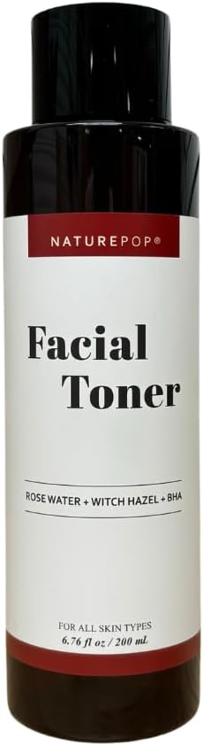 Facial Toner by NATUREPOP - Oil Free, BHA, Rose Water, Witch Hazel and Vitamin C - Acne & Pore Sebum Control 200 mL / 6.76 oz Made in Korea