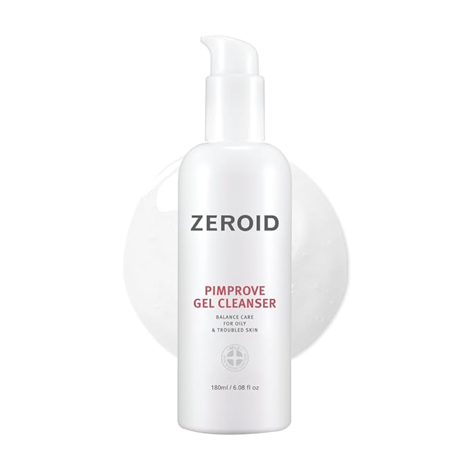 ZEROID | Pimprove Gel Cleanser | Gentle Face Cleanser | Face Wash for Sensitive Skin | Balanced Care for Oily & Troubled Skin | Acne-Prone Skincare | Korean Dermocosmetic | 6.08 fl oz (180ml)