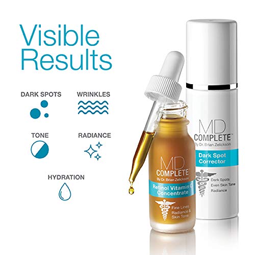 MD Complete Dark Spot Retinol Duo | Professional Dermatologist Dark Spot Correction | includes Dark Spot Corrector 1.0 fl oz and Retinol Vitamin C Concentrate Serum 0.5 fl oz| Set of Two