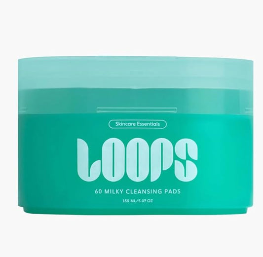 LOOPS Milky Cleanser - Deep Cleansing and Hydrating Skin Care - Pre-soaked Bamboo Pad - Facial Wash with Milky Oil Complex - Oil Cleanser for Face - Face Wash for Women - Facial Cleansing Pads