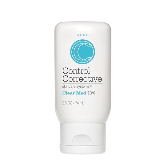 CONTROL CORRECTIVE Clear Med 10% Acne Treatment Lotion, 2.5 Oz - Helps Clear & Control Breakouts, Benzoyl Peroxide, 3% Sulfur To Improve Efficacy And Dry Up Blemishes