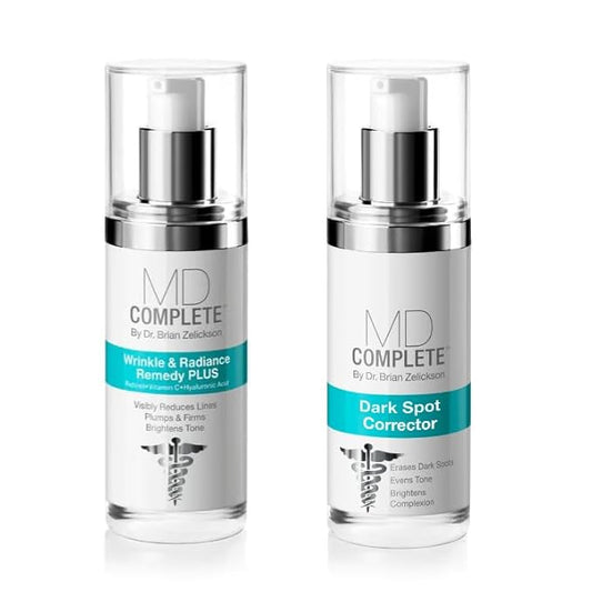 MD Complete Dark Spot Duo Professional Dermatologist Skin Rejuvenation including Dark Spot Corrector 1.0 Fl Oz and Wrinkle & Radiance Remedy PLUS 1.0 Fl Oz | Set of Two