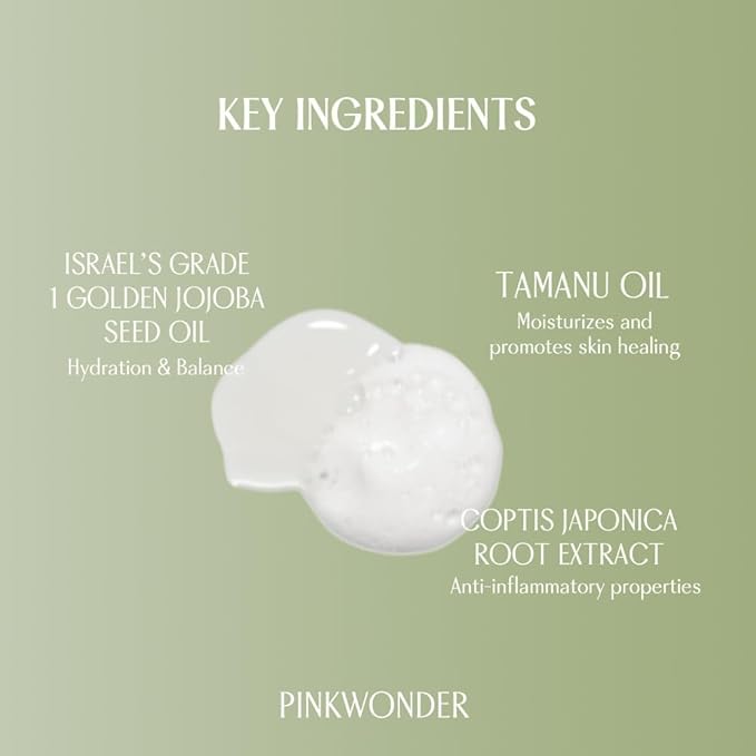 PINKWONDER Tamanu Hero Cleanser 5.07oz (150ml), Tamanu Oil and Salicylic Acid for Acne and Oily Skin, Daily Face Wash with Soothing and Moisturizing, Suitable for Sensitive Skin, Korean Skincare