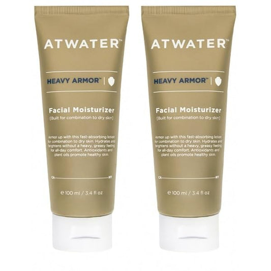 ATWATER Heavy Armor Men's Facial Moisturizer, Intensive Hydrating & Anti-Aging Formula with Niacinamide and Shea Butter for Dry Skin - 3.4 oz (2-Pack)