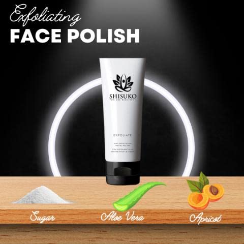 Shisuko Exfoliating Face Polish - Renewed Glow 2in1 gentle cleanser derived from Sugar. Smooths and Brightens without drying. Rapid results, using 2-3 X a week, can last up to 3 Mo - 4 oz
