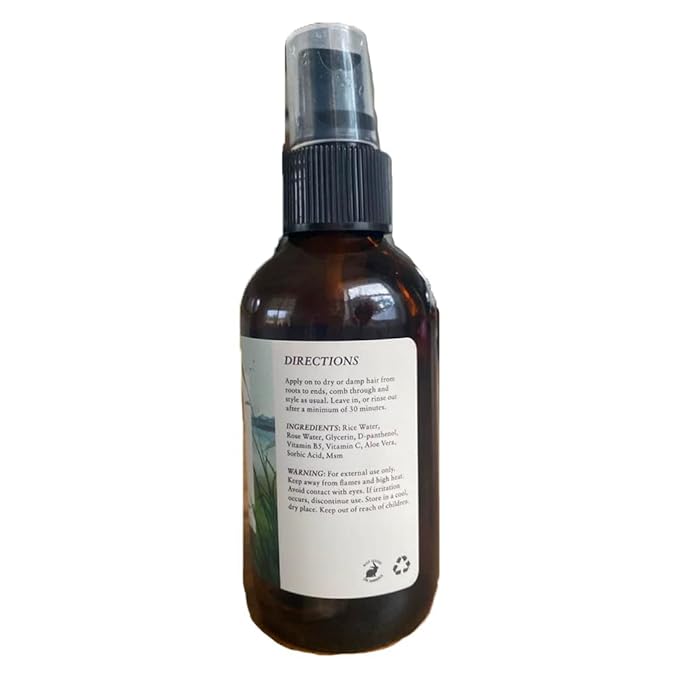 Rice Water For Hair Growth by Baja Basics, Thickness, Strength, Shine - Leave-in Conditioner for Scalp, Dry Split End Moisturizer - Fermented Rice Water Spray for Curly, Straight, Thick, Thin Hair 4oz