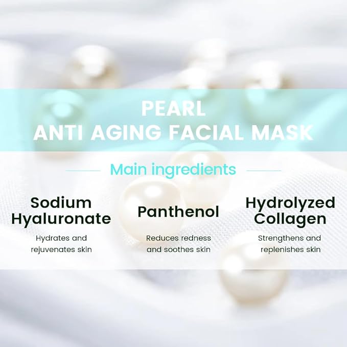 Pearl Face Masks Skincare,Facial Mask Skin Care Korean,Nourish,Deep Moisturizing,Atural Skin Care Spa Face Mask,Hydrating Smoothing Face Masks for Women Men,for All Skin Types 6 Pack