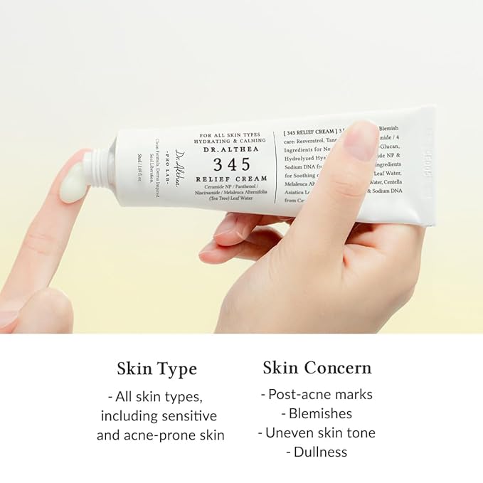Dr.Althea 345 Relief Cream, Daily Face Moisturizer, Blemish Relief Care, Soothing Recovery & Moisture, Korean Vegan Skin Care for All Skin Types, 1.69 Fl Oz (Ver.2 - Pack of 1)