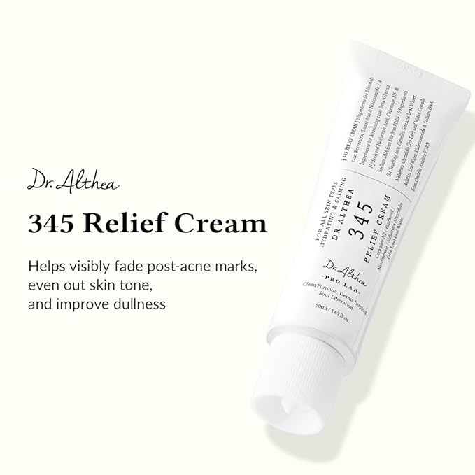 Dr.Althea 345 Relief Cream, Daily Face Moisturizer, Blemish Relief Care, Soothing Recovery & Moisture, Korean Vegan Skin Care for All Skin Types, 1.69 Fl Oz (Ver.2 - Pack of 1)