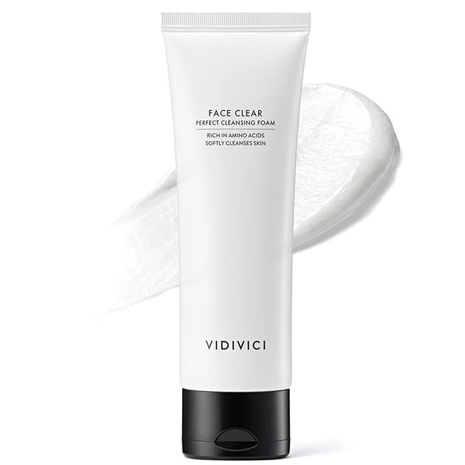VIDIVICI Face Clear Perfect Cleansing Foam – Gentle Face Wash with Hyaluronic Acid and Moringa Seed Oil – Hydrating Foaming Cleanser – Soft, Fluffy Foam 4.06oz
