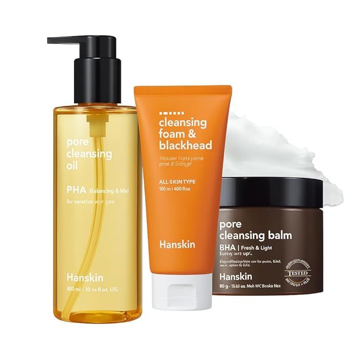Deep Pore Cleasing Trio Set – Cleansing Oil + Foam for Blackhead & Sebum Removal+ Cleansing Balm, Makeup Remover Set, Korean Oil Cleanser for Face
