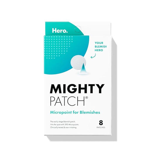 Mighty Patch Micropoint™ for Blemishes from Hero Cosmetics - Hydrocolloid Acne Spot Treatment Patch for Early Stage Zits and Hidden Pimples, 395 Micropoints (8 Patches)