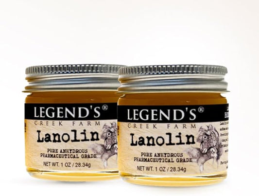 Legend's Creek Farm Nipple Balm - 100% Unadulterated Anhydrous Lanolin Cream for Chapped Skin & Irritations - 1oz. Organic Healing Balm Handmade in USA (Pack of 2)