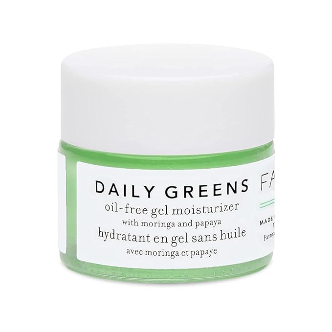 Farmacy Travel Face Moisturizer - Daily Greens Oil Free Facial Moisturizer with Polyglutamic + Hyaluronic Acid - Gel Facial Cream that Reduces Shine, Clears Pores + Balances Oil - Fragrance-Free (8ml)