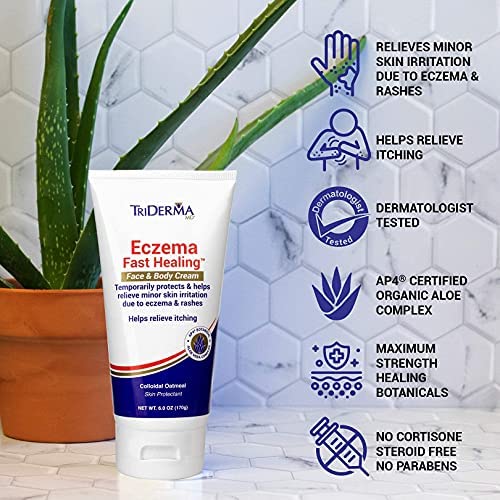 TriDerma Eczema Cream Fast Healing Eczema Relief for Face and Body, 6.0 Ounce Tube