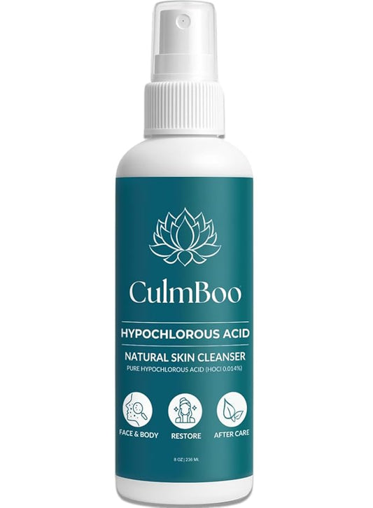 Hypochlorous Acid Spray for Face & Skin - Acne Prone Skin, Eczema, Natural Tattoo Aftercare, Piercing Aftercare Spray, Eye Lash Cleanser, Face Mist Toner, Wound Care Cleanser, 8 Fl Oz 1 Pack