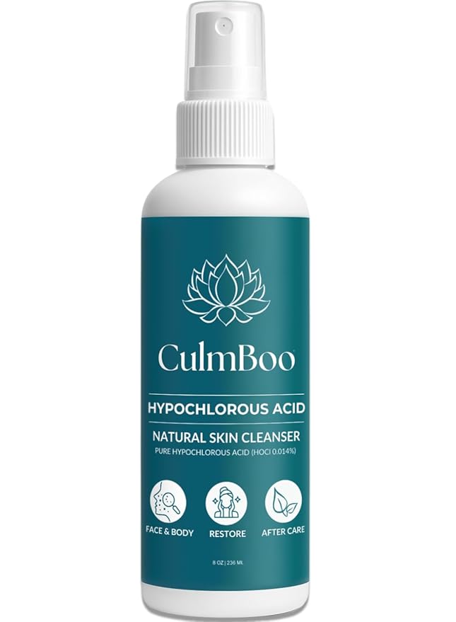 Hypochlorous Acid Spray for Face & Skin - Acne Prone Skin, Eczema, Natural Tattoo Aftercare, Piercing Aftercare Spray, Eye Lash Cleanser, Face Mist Toner, Wound Care Cleanser, 8 Fl Oz 1 Pack