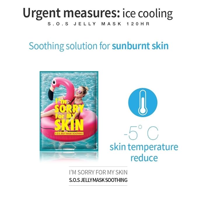 I'M SORRY FOR MY SKIN Jelly Face Mask Korean Skin Care, Hydrating Face Masks Skincare Set, Self Care Items for Glow Beauty, Teacher Appreciation Gifts for Women, Pack of 10 (Cooling SOS Soothing Mask)