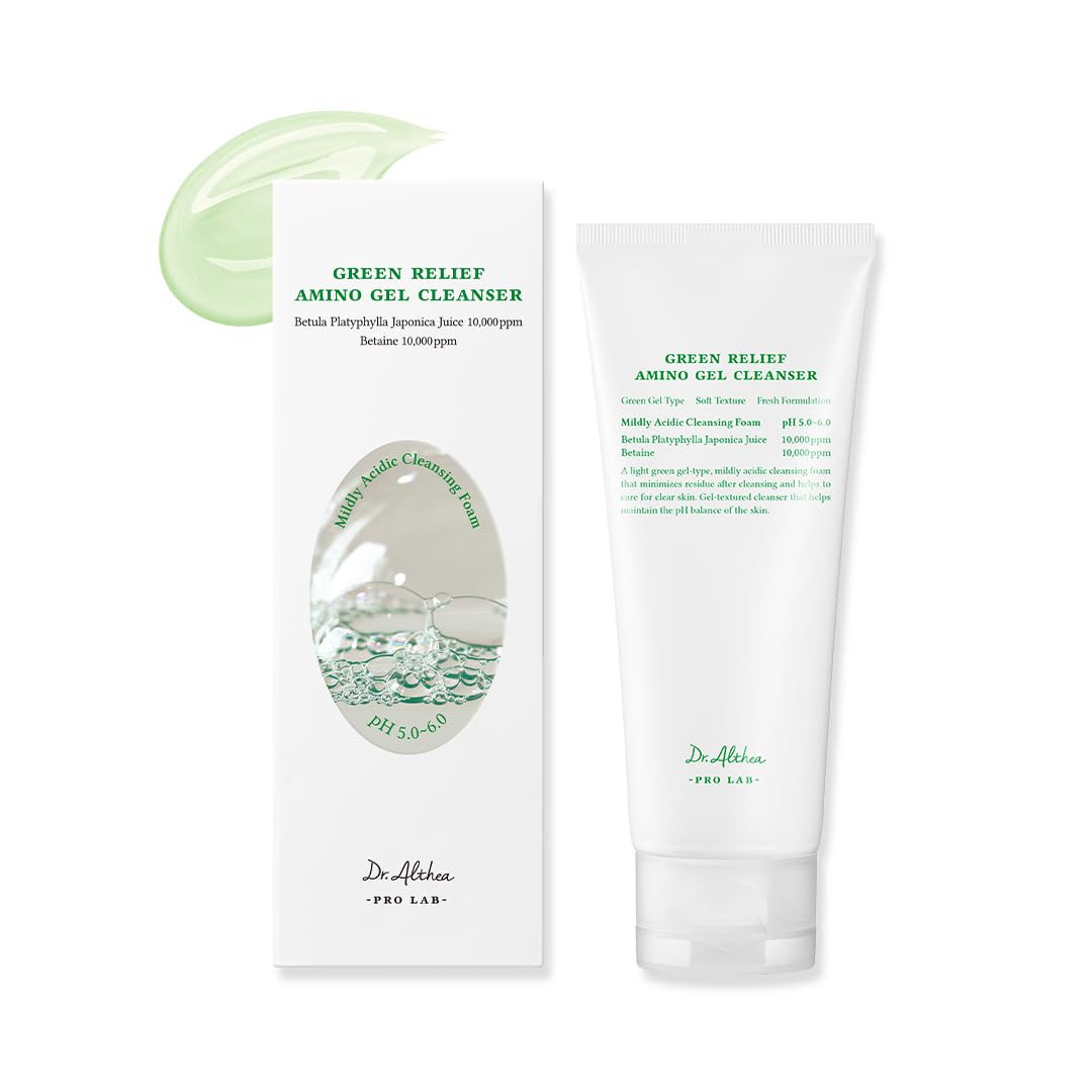 Dr.Althea Green Relief Amino Gel Cleanser | Lightweight & Hydrating Makeup Remover | Daily Face Wash with Hyaluronic Acid | Korean Vegan Skincare for All Skin Types | 3.38 Fl Oz