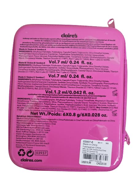 Claire's Y2K Unicorn Pink Bling Makeup Set