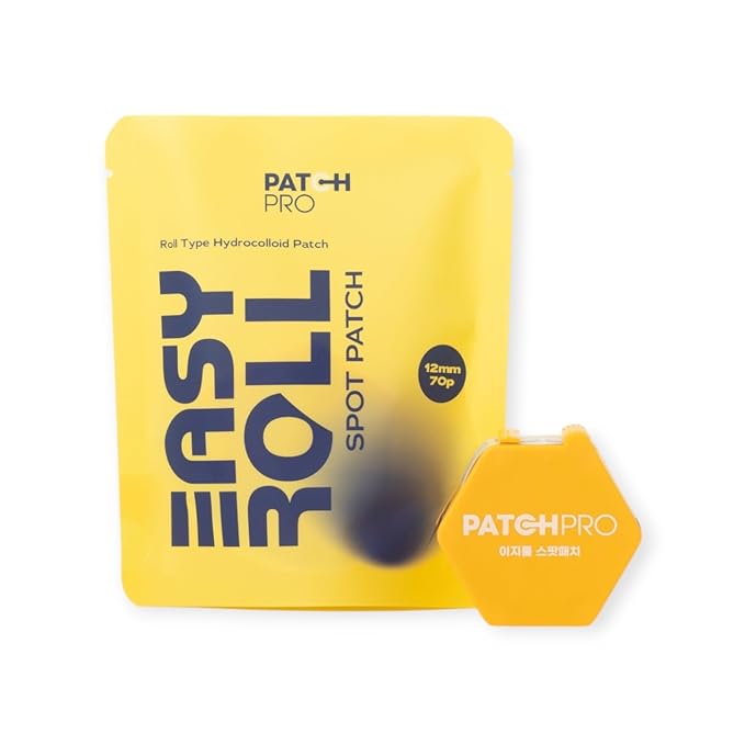 PATCH PRO Easy Roll Spot Patch - Korean Pimple Dispenser, Invisible Hydrocolloid Redness Patches, Shrinks Pimples, Invisible Covers skincare for Blemishes, Skincares Stickers (70 Count Pack of 1)