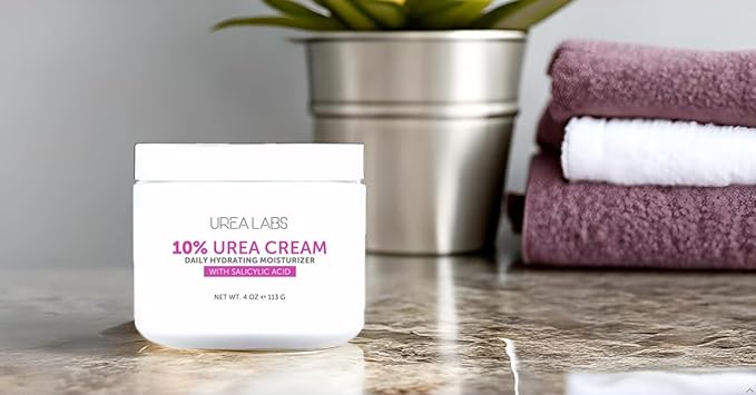 Urea Cream 10% Skin Care Moisturizer with Salicylic Acid, Aloe Vera Gel, Jojoba Oil. 150ml. Healing, Hydrating for Hand Face Foot and Body Use.