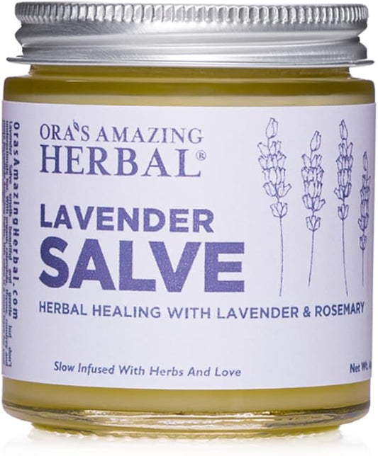 Ora's Amazing Herbal, Lavender Salve Balm, Drawing Salve with Lavender Essential Oil, Natural Skin Moisturizers, Repair Ointment for Irritated Skin, Aromatherapy for Relaxation Massage 4 oz
