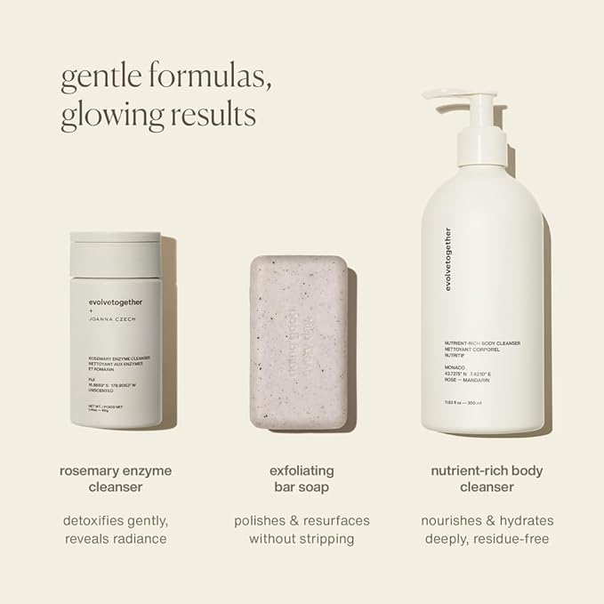 evolvetogether x Joanna Czech Rosemary Enzyme Twice-Daily Face Cleanser for Women & Men | Hydrating, Gentle Enzymatic Formula For All Skin Types | Vegan, Toxin-Free | Made in USA (Fiji, 1.41 Oz)