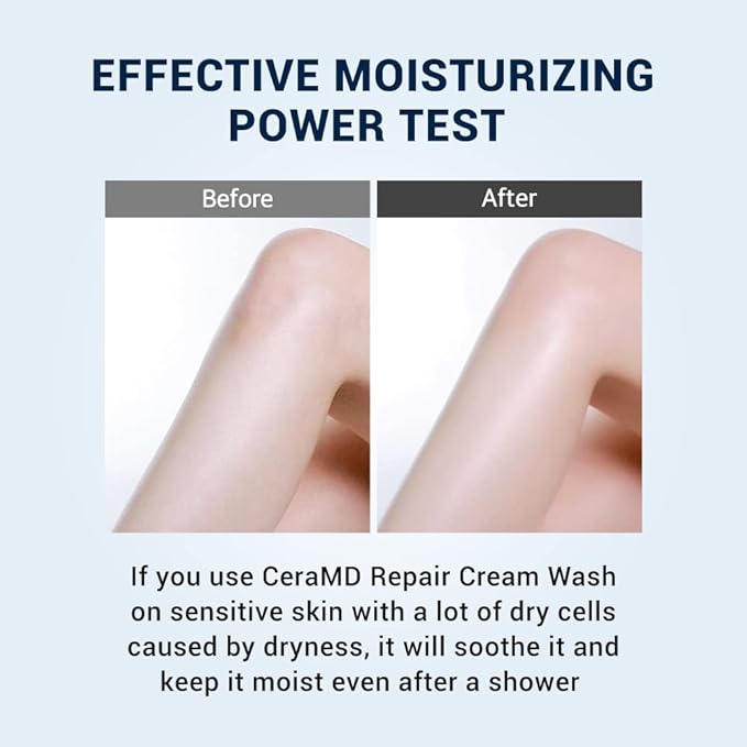 Derma B CeraMD Repair Cream Wash, Unscented Fragrance Free Creamy Face & Body Cleanser for Dry Sensitive Itchy Skin, Deep Moisture Paraben-Free Body Wash, Cream to Foam Cleanser, 13.5 Fl. Oz., 400ml