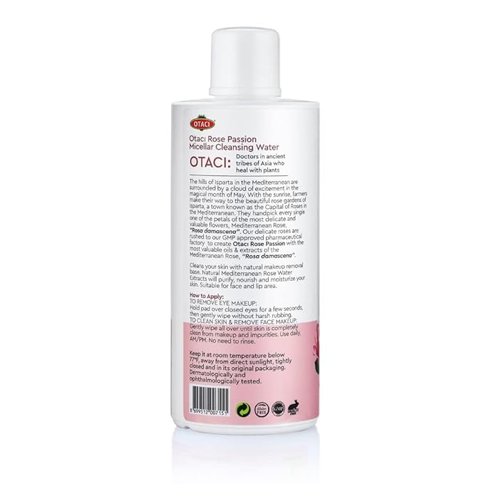 OTACI Rose Passion Micellar Cleansing Water, Face Cleansing Makeup Skin Remover Wash Rosewater Hydrating Moisturizer