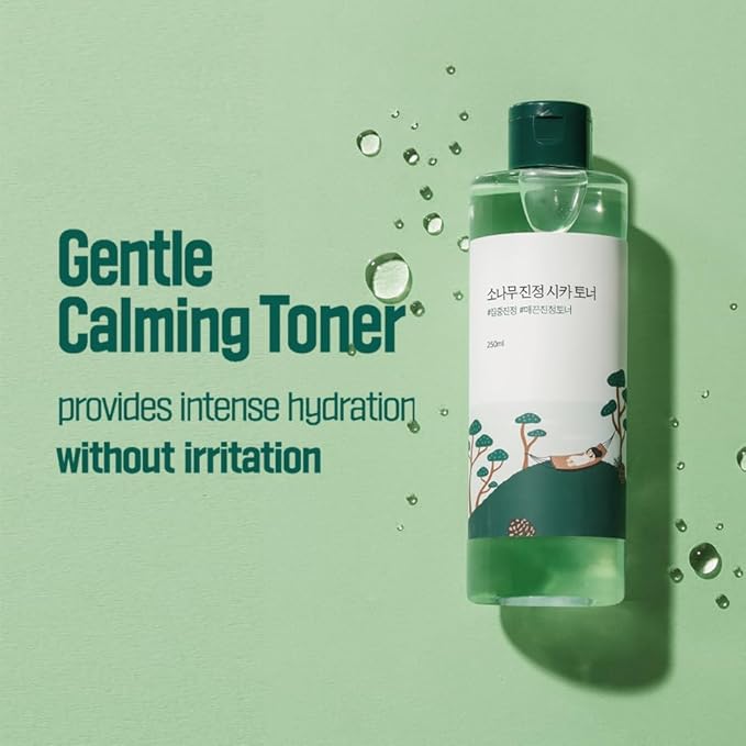 ROUND LAB Pine Calming Cica Cleanser + Calming Cica Toner, Hyaluronic Acid for Soothing, Exfoliating, and Restoring Skin Balance, Korean Skincare