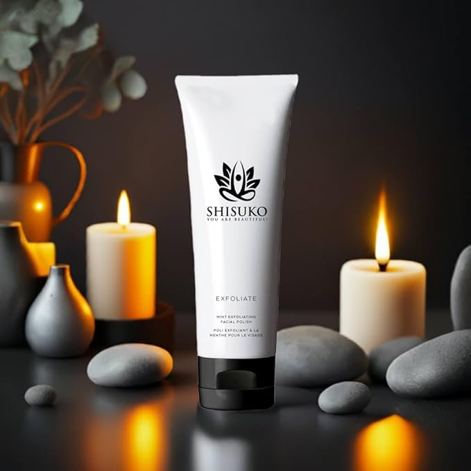 Shisuko Exfoliating Face Polish - Renewed Glow 2in1 gentle cleanser derived from Sugar. Smooths and Brightens without drying. Rapid results, using 2-3 X a week, can last up to 3 Mo - 4 oz
