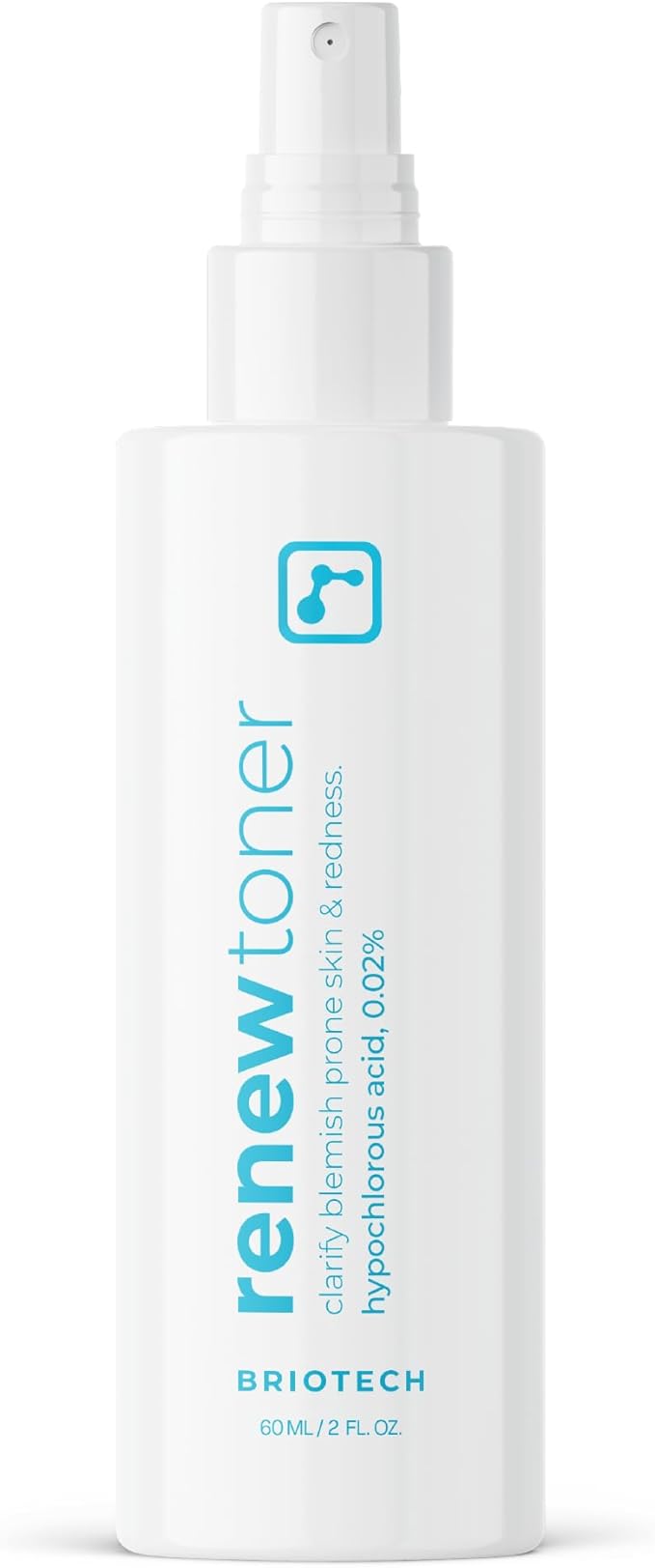 BRIOTECH Renew Toner, Hypochlorous Acid Spray, Minimize Appearance of Blemishes, Soothing Facial Mist for Sensitive Skin, Calm Redness & Bumps, Hypoallergenic & Vegan, 2 fl oz Travel Size