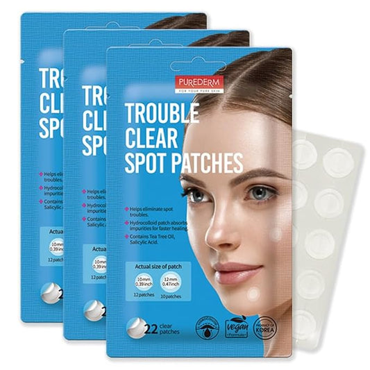 PUREDERM Trouble Clear Spot Patch - Acne Patches for Blemish Care - Reduces Redness & Protects Skin - Scar Prevention