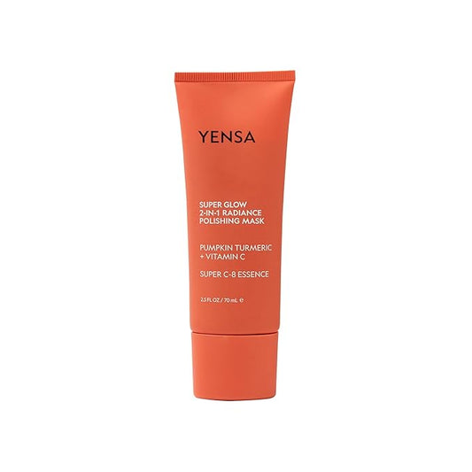 YENSA Super Glow Radiance Polishing Mask - 2-in-1 Face Exfoliator & Hydrating Mask with Pumpkin, Turmeric & Papaya - Hydrating, Radiance-Boosting & Soothing Exfoliant (2.5 Fl oz)