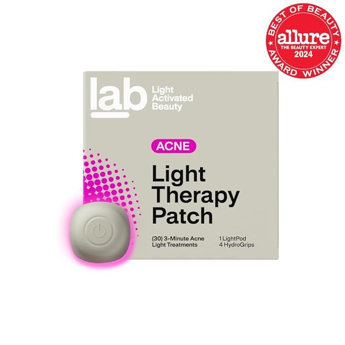 l.a.b Light Therapy Acne Patch, 1-Pack, LED Red and Blue Light Hydrocolloid Acne Patches, Fast Acting 3 Minute Skin Care Pimple Patch Spot Regimen for Zits, Blemishes, 30 Uses