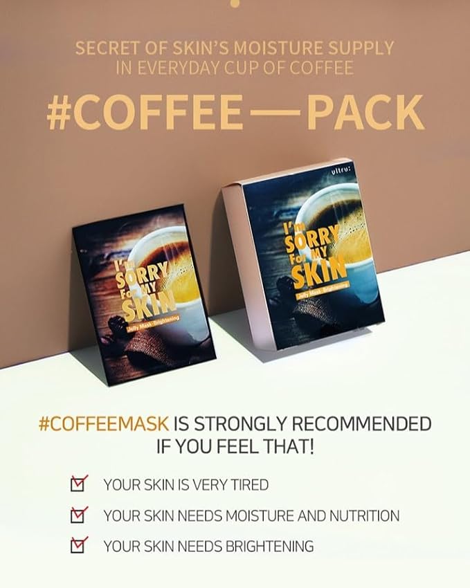 I'M SORRY FOR MY SKIN Jelly Face Mask Korean Skin Care, Hydrating Face Masks Skincare Set, Self Care Items for Glow Beauty, Teacher Appreciation Gifts for Women, Pack of 10 (Coffe Brightening Mask)