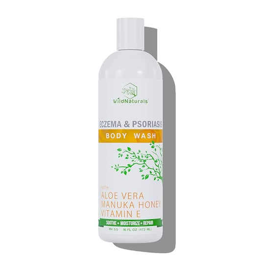 Wild Naturals Moisturizing Eczema Body Wash – Gentle Psoriasis Body Wash for Itchy, Dry Skin Relief – Eczema Soap for Redness and Flareups – Hydrating Cleanser for Women and Men
