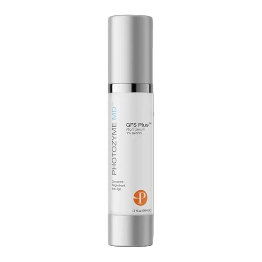 Photozyme DNA Repair Enzymes GFS Plus Facial Night Serum | 1% Retinol for Aging Skin, Beauty Skincare Treatment for Fine Lines, Wrinkles, Acne Scars | UV Dark Spot Corrector, Non Irritating | 1.7