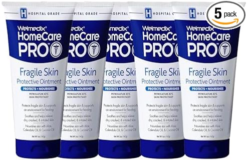 Fragile Skin Protective Ointment | Hospital Grade Healing Ointment, Barrier Cream & Skin Protectant w/Calendula for Treatment of Eczema, Psoriasis, Dermatitis, Bed Sores, Chafing (Pack of 5)