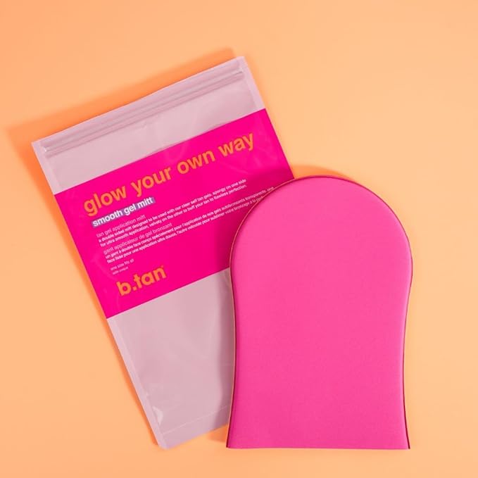 b.tan Gel Body Self Tanning Mitt | Glow Your Own Way Smooth Gel Mitt - Sunless Tan Gel Applicator Glove, Streak-Free, Even Application, Double Sided, Reusable